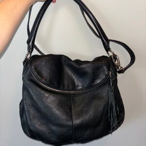 Black Leather Margot Hobo Shoulder Bag - Women